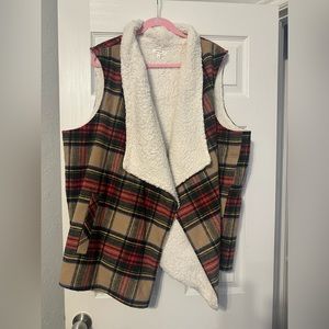 Maurice’s plus size plaid Sherpa vest